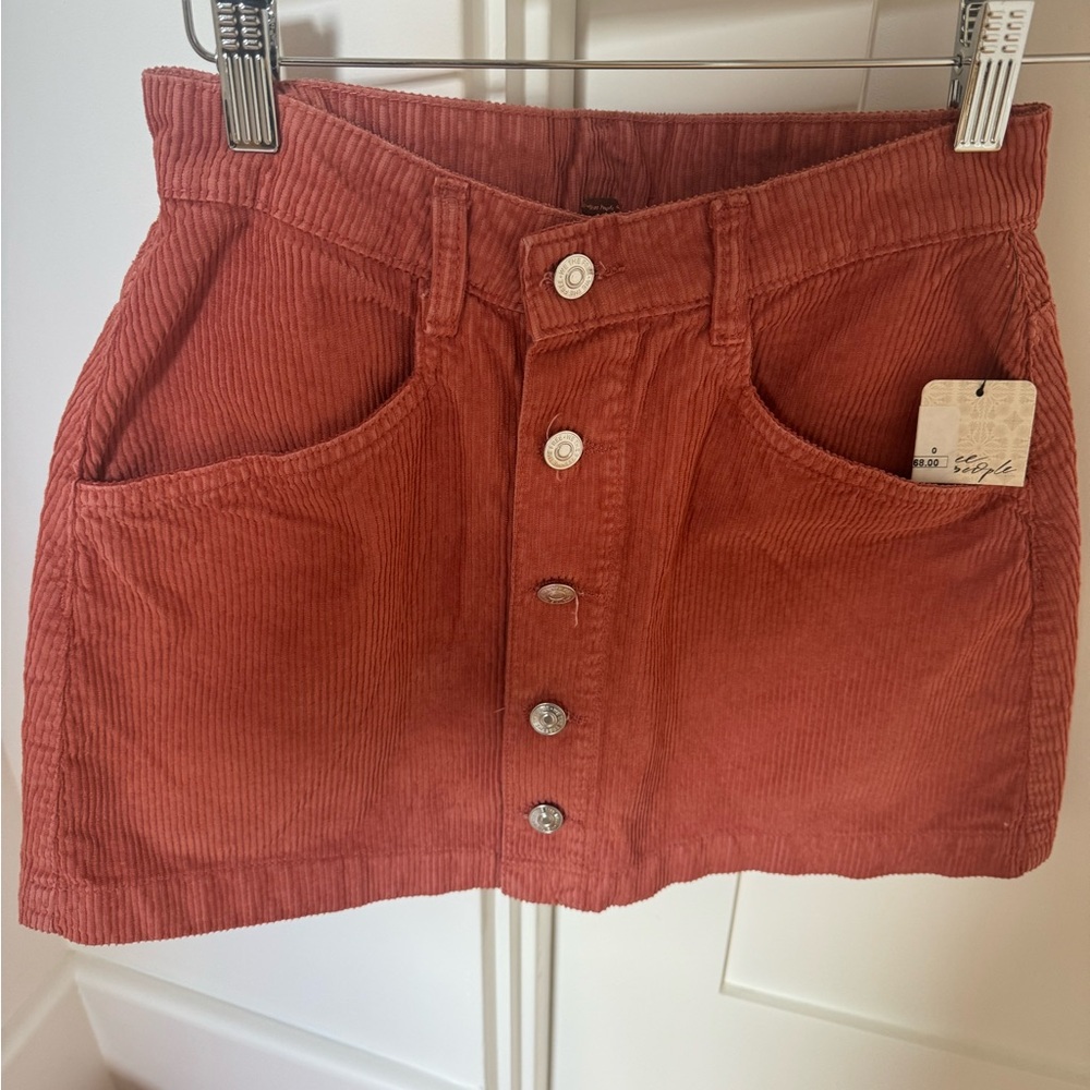 Free People Rust Corduroy Mini Skirt